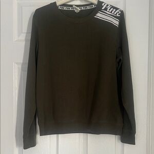 PINK Victoria's Secret Dark Green Crewneck Sweater